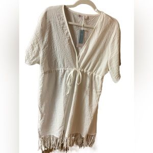 White Boho with Fringe Bathing Suit Cover